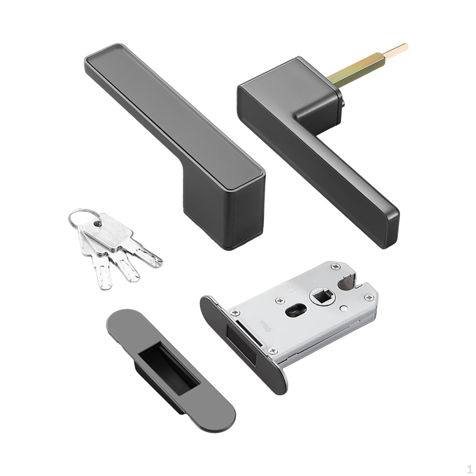 

Ручка дверної ручки з ключем. Елегантний квадратний замок із аксесуарами для спальні сірий