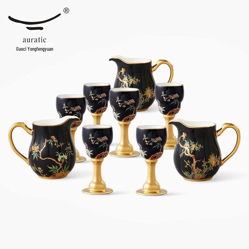 

Yongfengyuan Madame Porcelain Pomegranate Garden 9-Piece Wine Set
