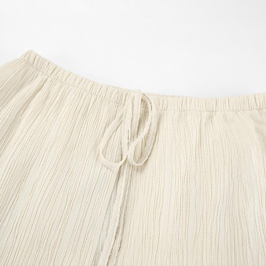 Tie-Neck Top And Long Pants Two-Piece Set, Summer Fashion Loose Casual Women Outfit