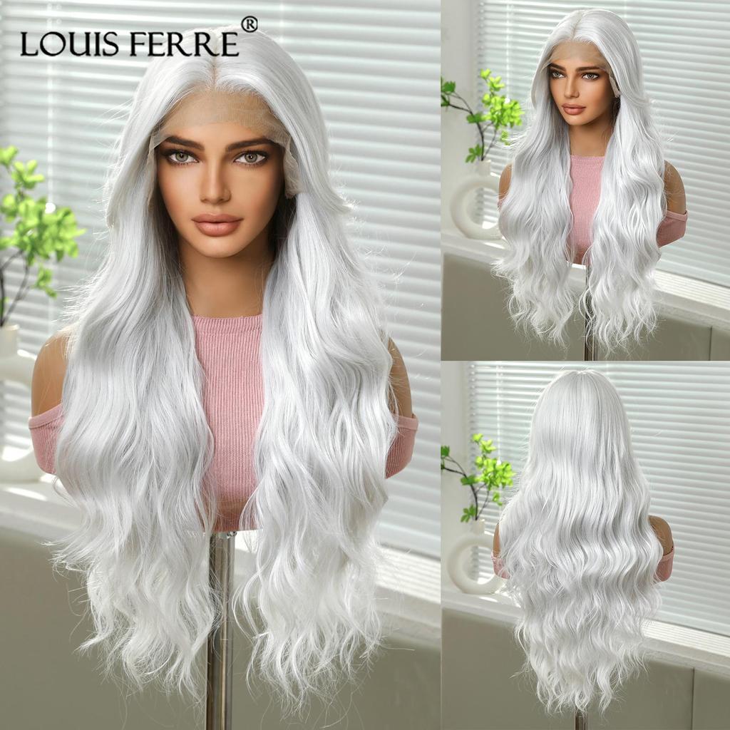 ALAN EATON Synthetic 13x6 Lace Wig Long Straight Red Platinum Wigs for Women Daily Party Cosplay Wedding High Density