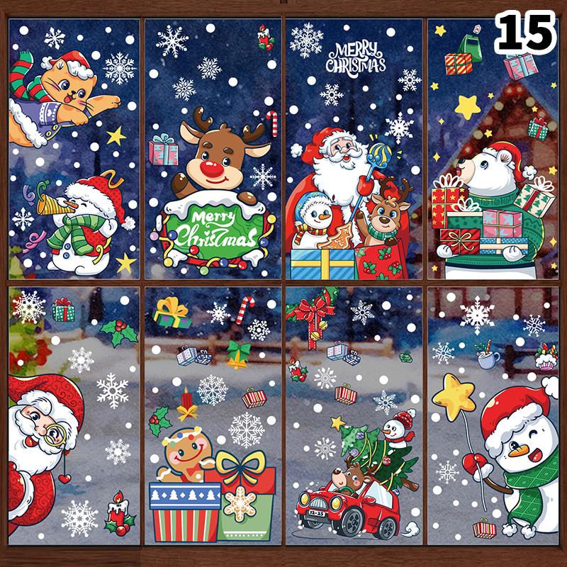God Jul Fönsterstickers Jultomte Älg Snögubbe Design För Hem 2026 Festtillbehör Ornament Avtagbara Väggdekaler