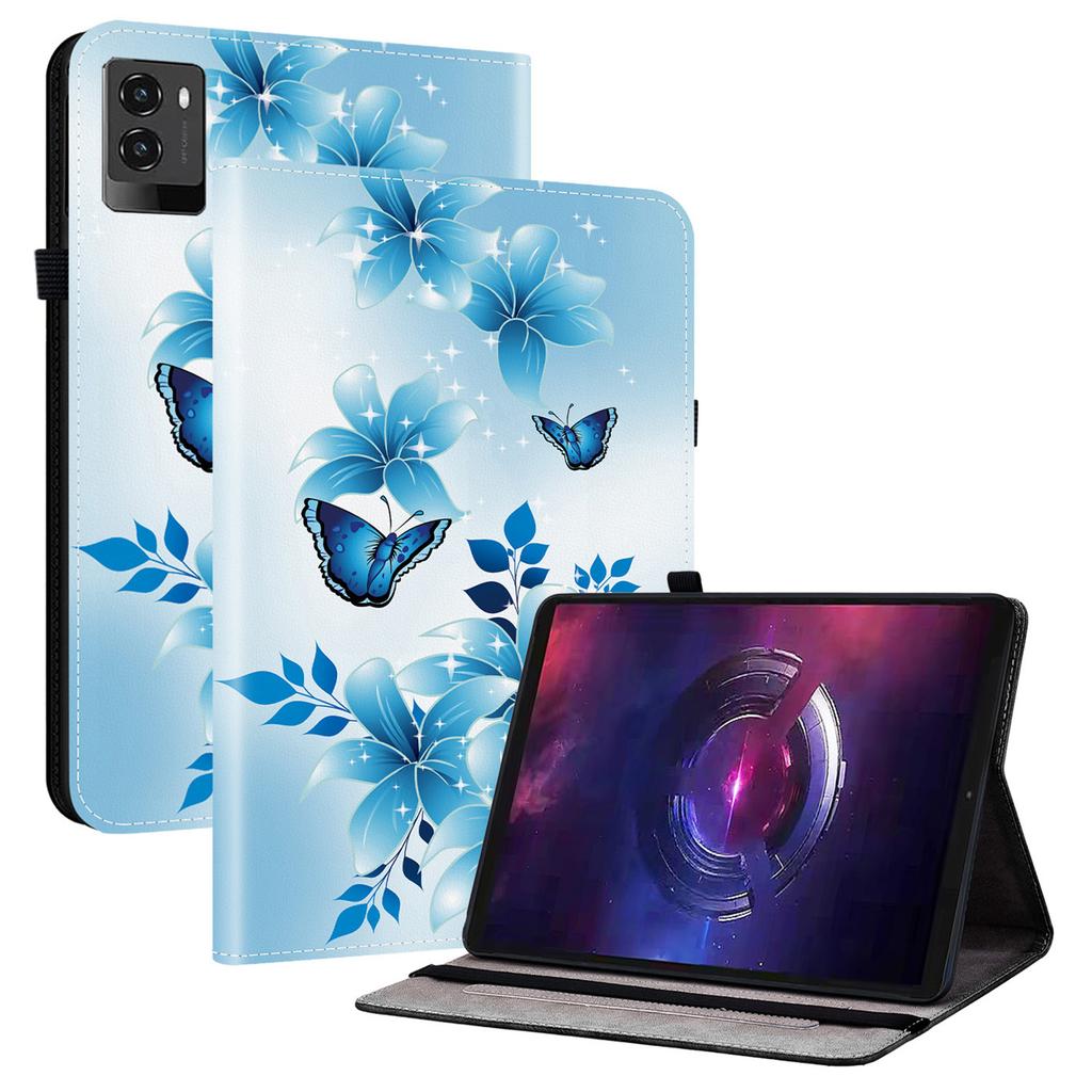 Pentru Lenovo Legion Y700 (2025) Husă din piele pentru tabletă cu suport și sloturi pentru carduri, model imprimat