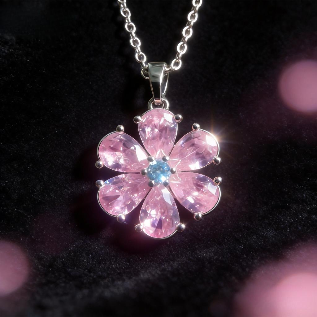Horký - Lehký luxusní růžový prsten se zirkony ve tvaru srdce pro ženy, Sladký třpytivý růžový diamantový květinový prsten Šperk Módní doplněk