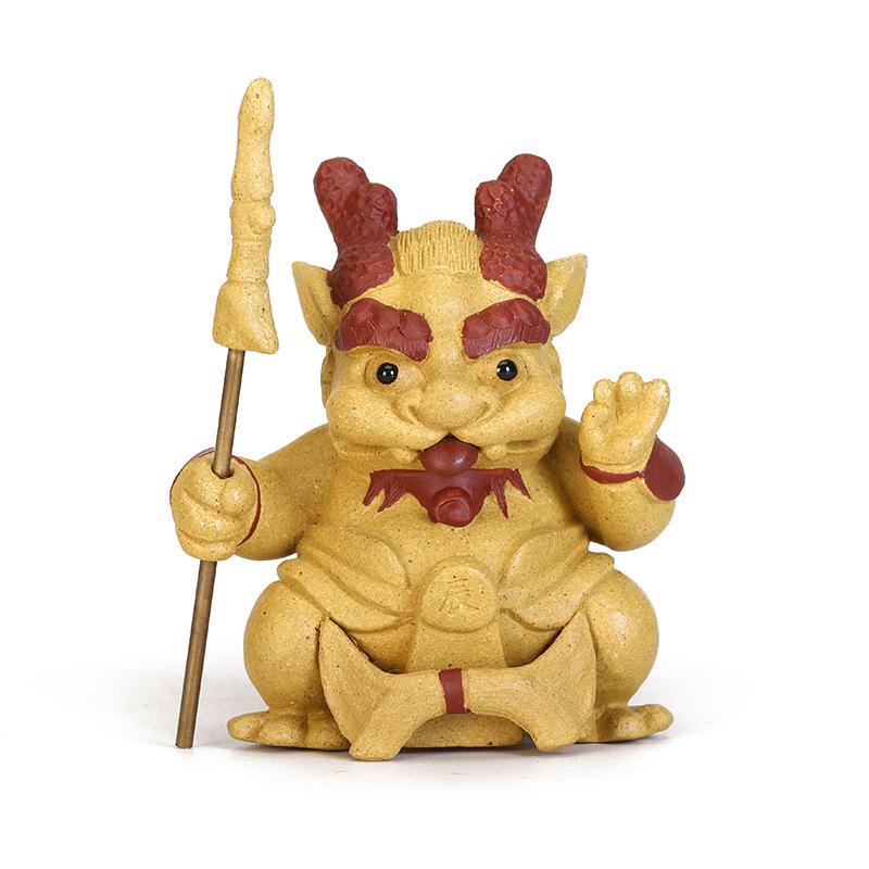 

Yixing Zisha Cartoon Time Dragon Shen Tea Pet Luxury Tea Games Tea Figurine Play Toys Tea Statue Ornaments Can Be Raised Craft