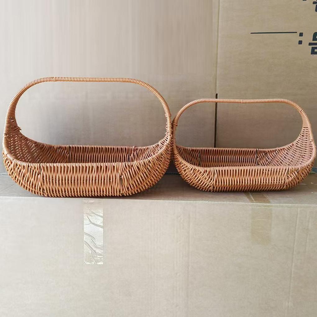 Imitation Rattan PP Picnic Basket Simple And Sturdy Comfortable Grip Handheld
