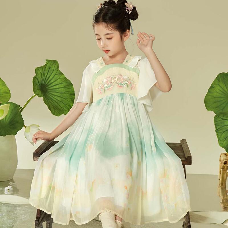Xiaohu Patti Girls  Chinese Style Embroidered Butterfly Sleeve Dress 120