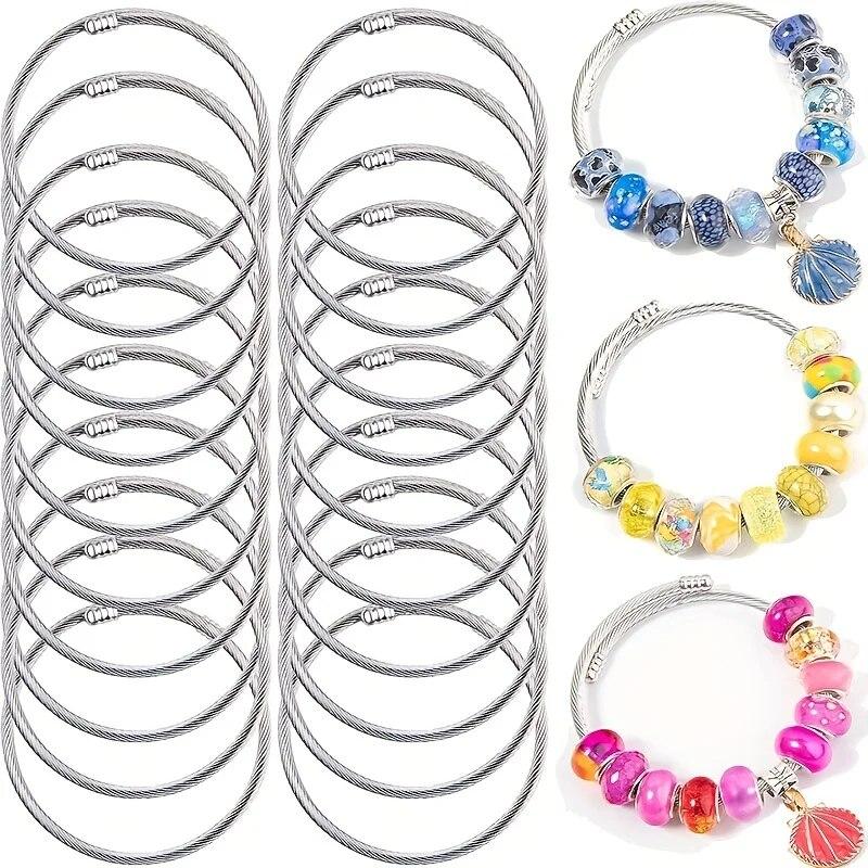 5pcs Stainless Steel Snake Chain Charm Bracelet With Bracelet Helper Adjustable Snake Shape Bracelet Chain For Women Girls DIY 5PCs