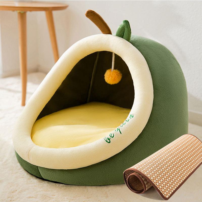 Nervous Cat Semi-enclosed Avocado-shaped Cat Nest Upgraded Kitten Four-season Universal Cat Villa Pet Nest