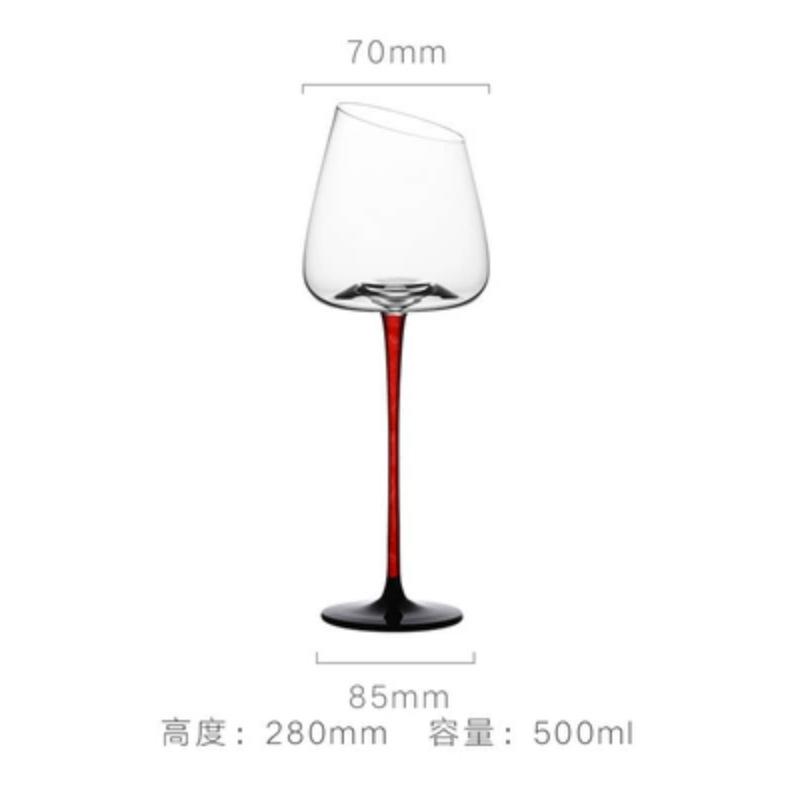 2PCS black bow tie burgundy red wine glass Internet celebrity crystal belly wine glass European red pole tall