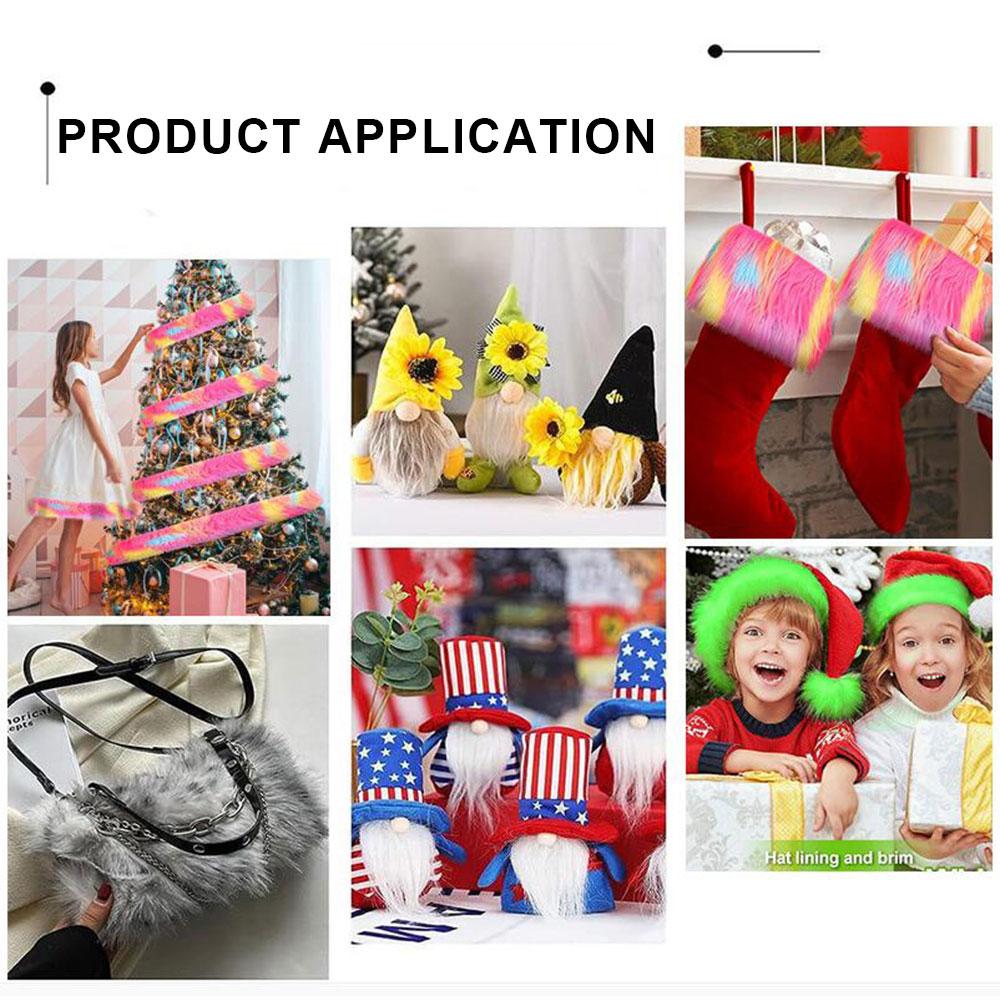 1.5M Multicolor Soft Plush Faux Fur Ribbon Trim DIY Costume & Home Decoration Sewing Tapes Fabric 9cm Width Bulk Craft Supplies