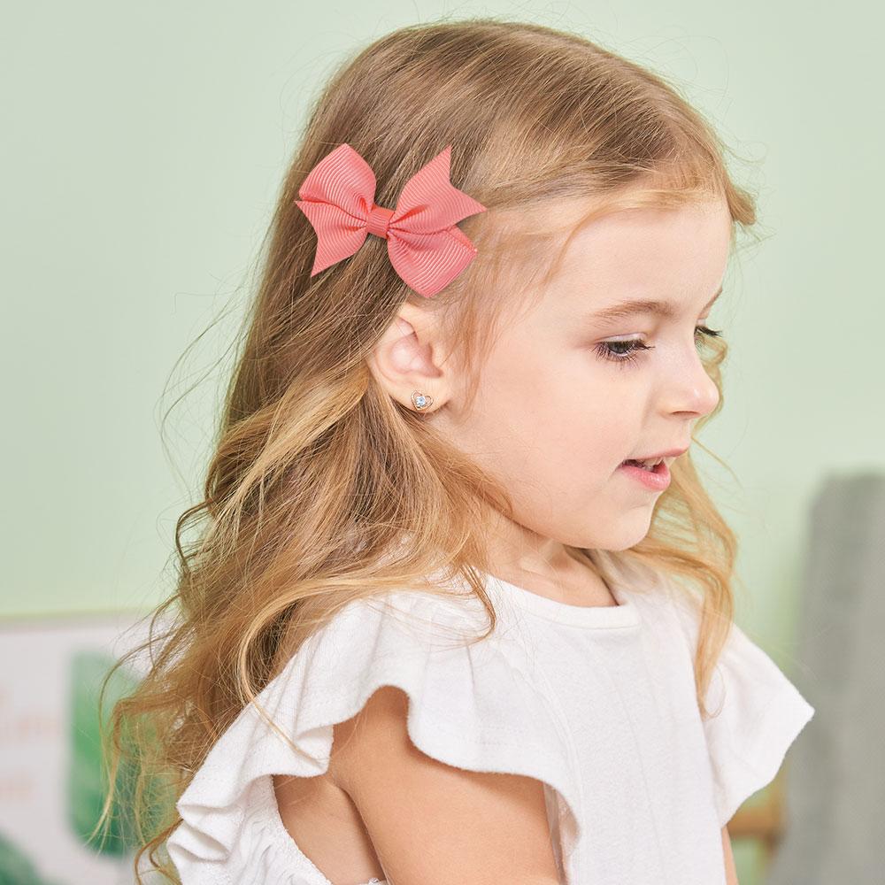 10Pcs/set Cute Bowknots with Clips Girls Solid Ribbon Bowknot Hair Clips For Baby Handmade Hair Bows Kids Hair Accessories