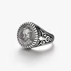 Adjustable Vintage Geometric Finger Ring Men Women Plated Copper With Marianne Wing Motif Minimalist Retro Statement