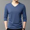 Hengyuanxiang Men's Silk Blend V-Neck Long-Sleeve T-Shirt