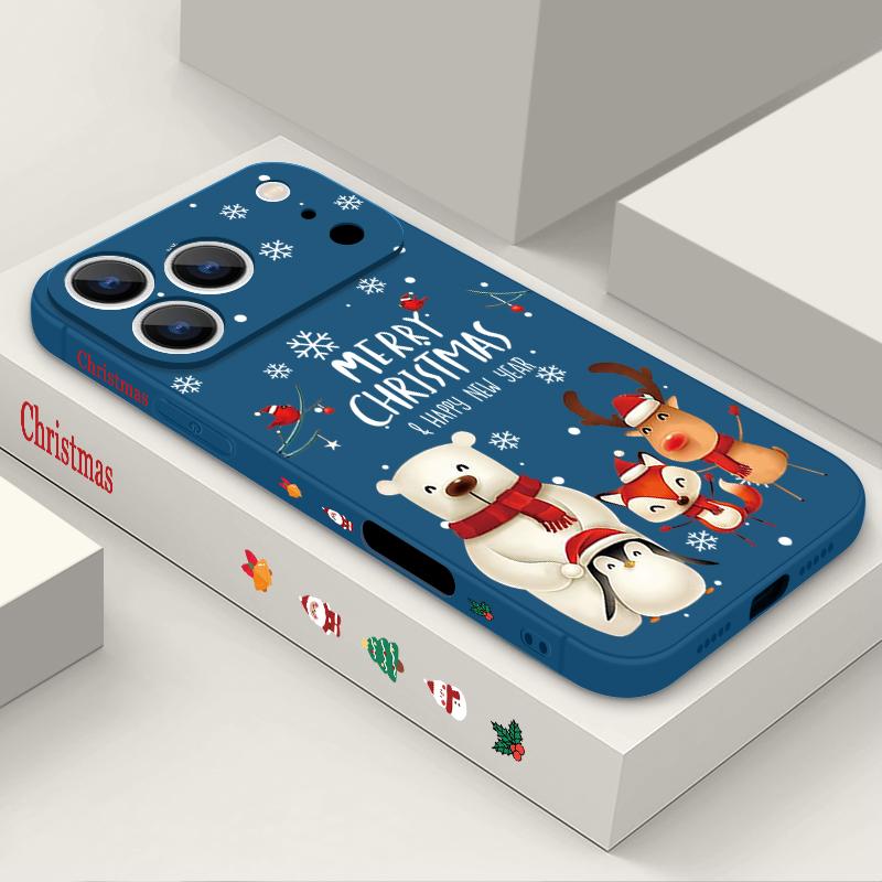 

Elk Pattern TPU Soft Silicone Case For iPhone 17 Pro Max 16E 16 15 14 13 Pro Max 12 Pro 11 Shockproof With Lanyard Phone Cover Fundas iPhone 17 Pro Max синій