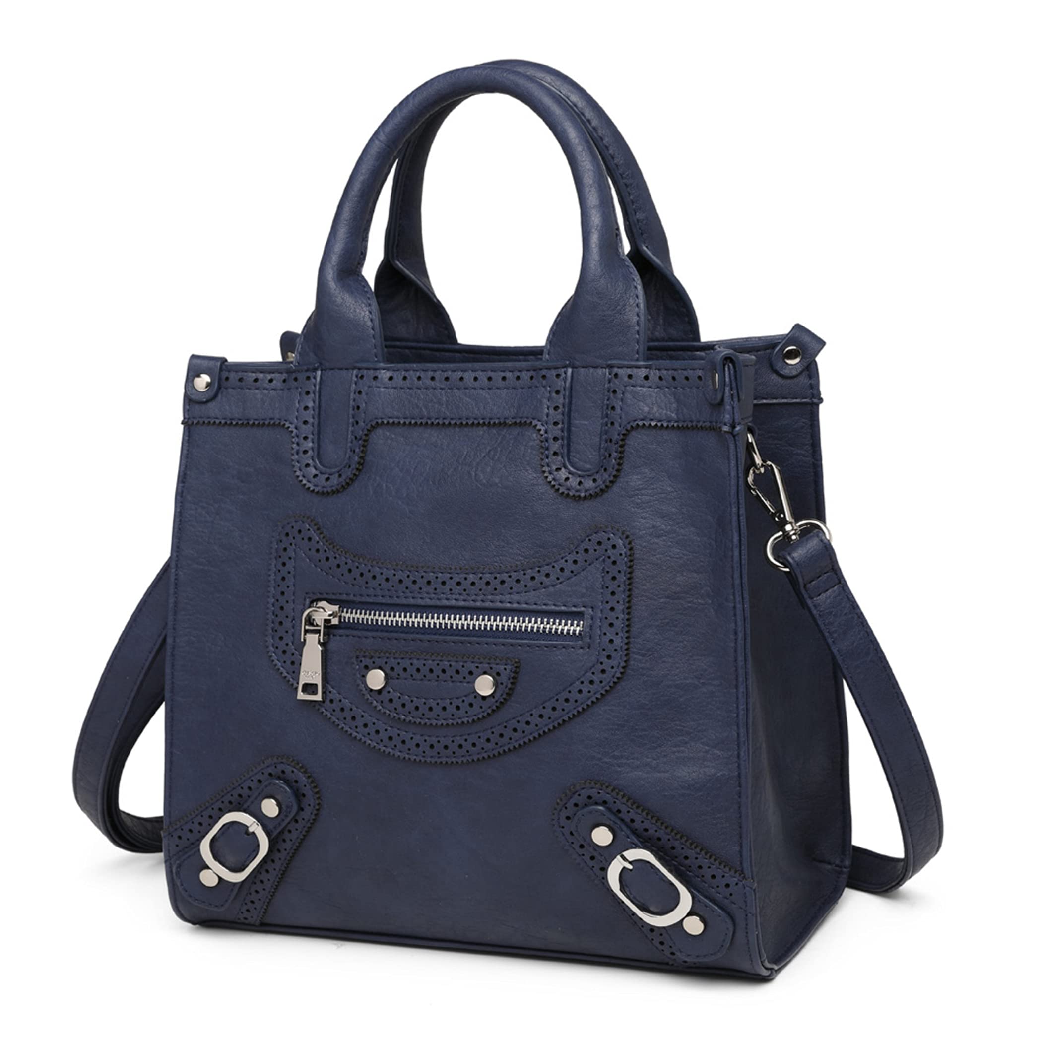 

2way Handbag Shoulder Bag Punching Square PU Leather Adult Cute Stylish 120909 [Gussio Basic] Women s (Navy) Темно-синій