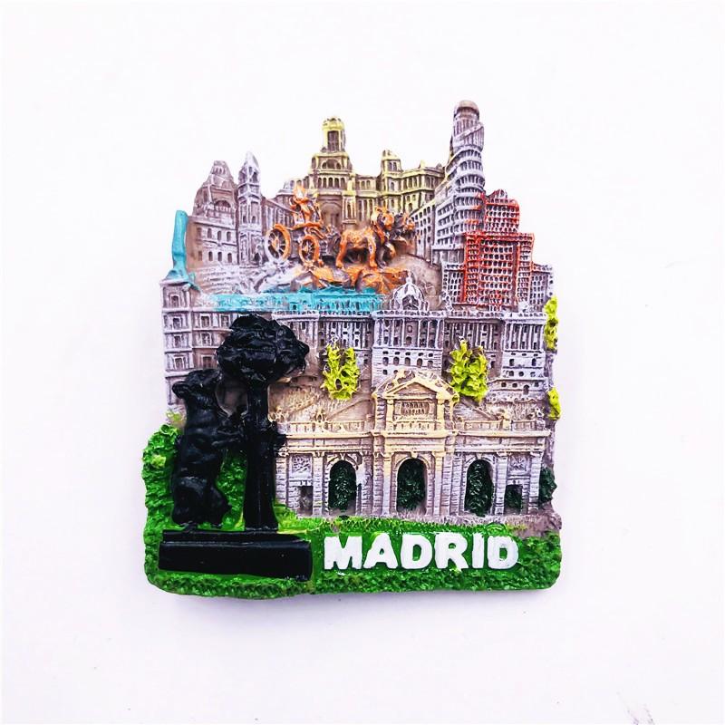 Kühlschrankmagnet mit Spanien-Land-Souvenir, Madrid, Barcelona, Magnetmagnete für den Kühlschrank, Kunstharz, bemalt, dekoratives Kunsthandwerk