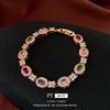 18k Gold Plated Zircon Oval Buckle Bracelet - European & American Retro Luxury Jewelry