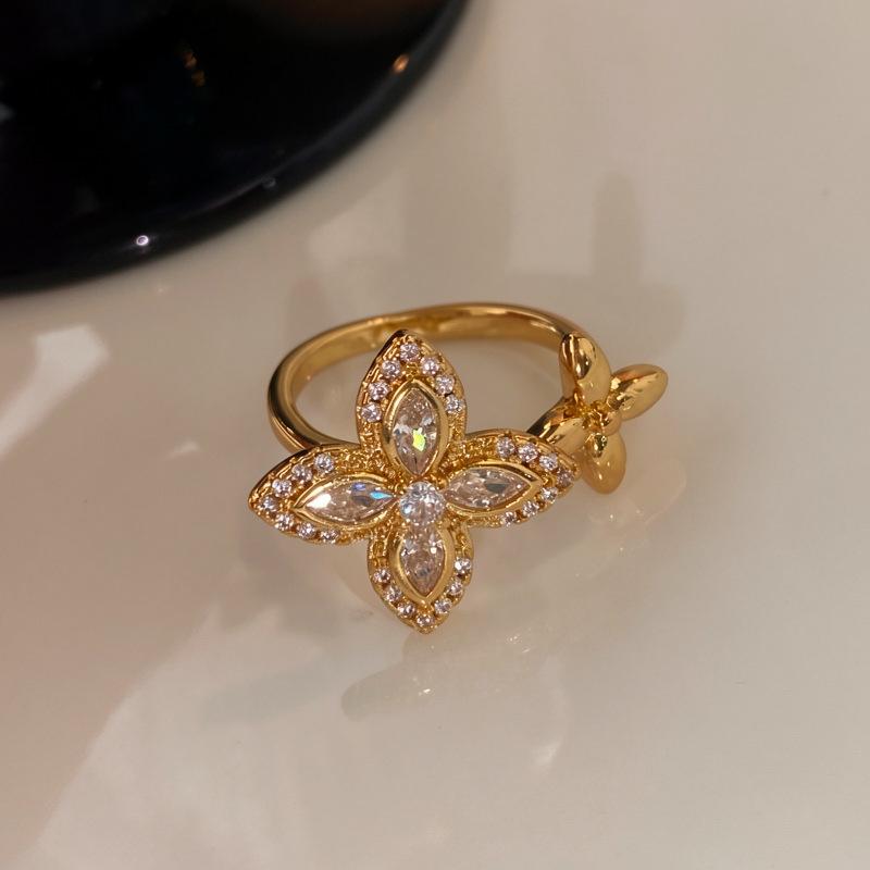 Lucky Clover Open Ring - Women's Luxury High-end Adjustable Personalized Ring - Four-leaf Clover Ring