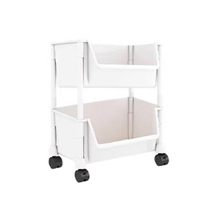 Easy Access Open Top Storage Rack Convenient Rolling Storage Rack Stylish Shelves with Hooks for Bathroom Stairwell Use