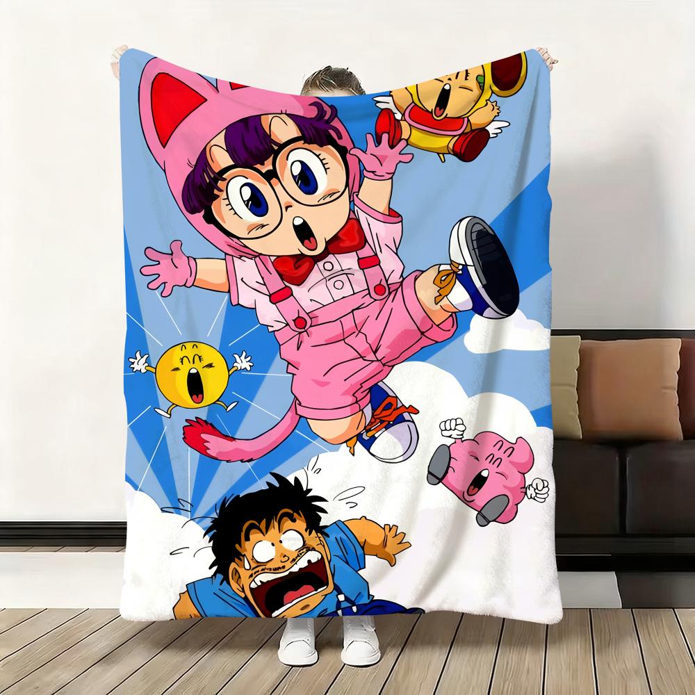 Kawaii A-Arale Anime Throw Soft Flannel Blanket Warm Knee Skin-Friendly Throw for Sofa Office Bed Traveling Winter Oversize
