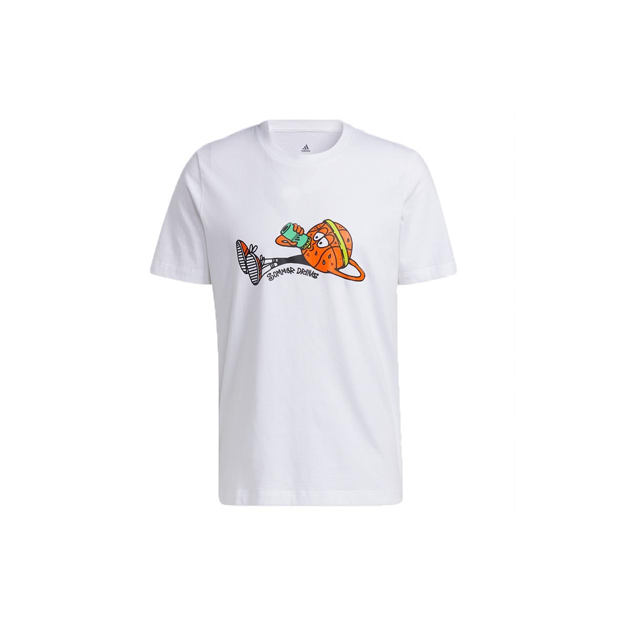 adidas Lil Stripe Gato Basketball Funny Cartoon Printing Sports Short Sleeve White Men s HB5483 XL
