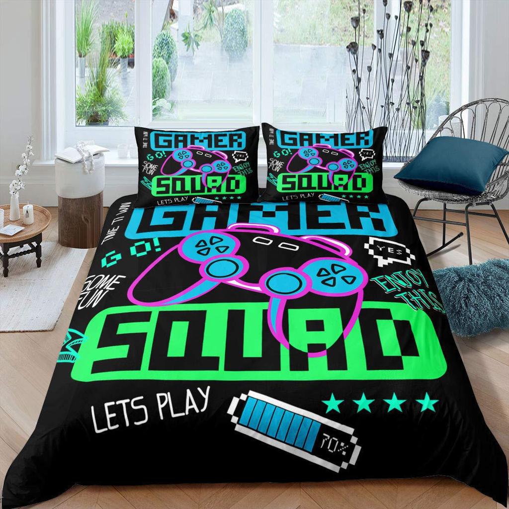 Gamepad Pattern Three-Piece Set Suitable For Boys And Girls Bedroom Decoration Duvet Set