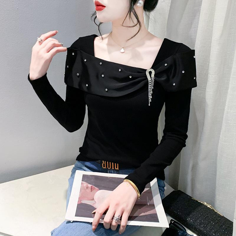 

Футболка с длинными рукавами Design-in-the-diamond для женщин, зимняя, тонкая и облегающая, легкая, роскошная, базовая рубашка, топ 3XL