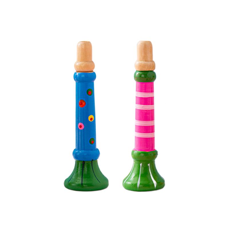Wooden Trumpet Children Toy Horn Whistle Musical Instrument for Kids Early Educational Orff Music Instrument Sound Training Game