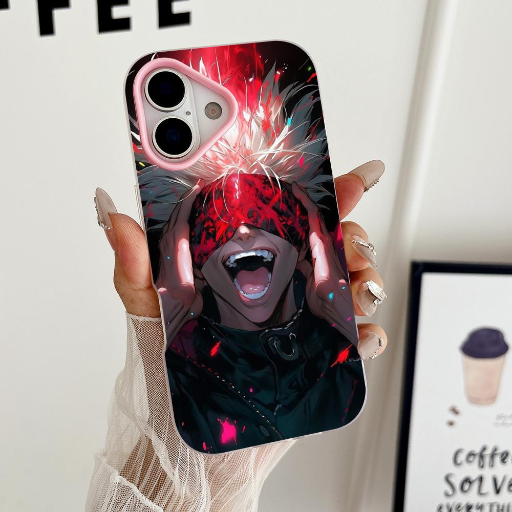 Jujutsu Kaisen Satoru Gojo Gelee Doppelschicht Rosa Handyhülle für iPhone 17 16 15 14 13 12 11 Air Pro Max Plus Schutz