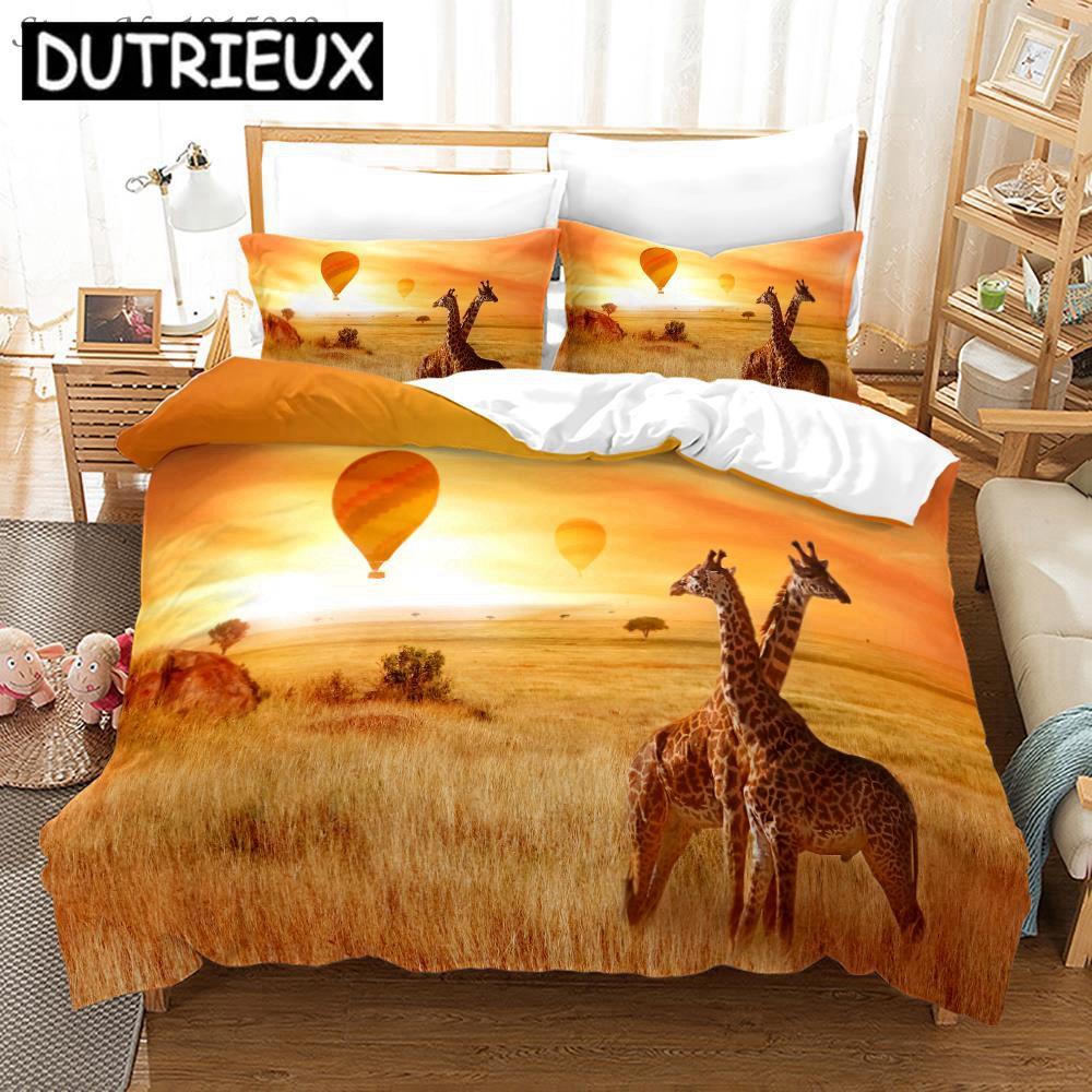 David'S Zestaw pościeli z nadrukiem 3D Jeleń Żyrafa Poszewki na kołdrę Poszewki na poduszki Kołdra Zestaw pościeli Pościel Pościel 02