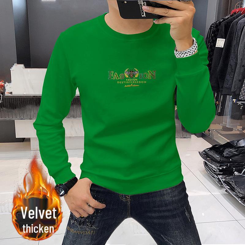 Men's 3D Little Bee Fleece-Lined Crew Neck Sweatshirt - Long Sleeve, Thickened for Autumn/Winter