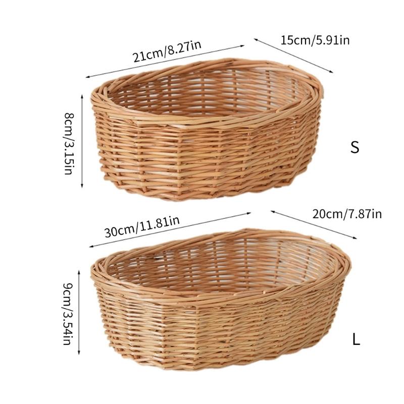 Handwoven Rattan Fruit Tray For Home Use Natural Materials Large Capacity Easy to Clean for Kitchen or Dining Room