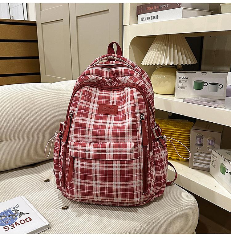 Schoolbag high-value retro style plaid schoolbag for women's autumn and winter new Korean ins middle and high school students versatile backpack