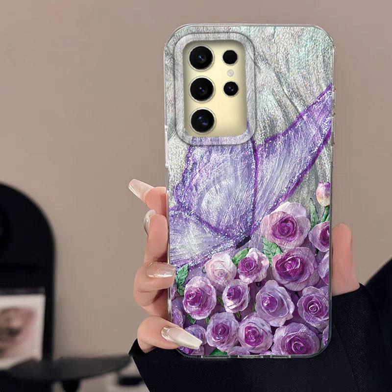 Case For Samsung Galaxy A56 S24 S25 Plus Ultra A15 A25 A55 A35 A16 A26 A36 5G Phone Cover Graffiti New Pink Love Patterns Bumper