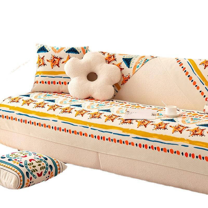 Sofa-Kissen im nordischen Stil Vier Jahreszeiten Universal Rutschfester Bezug Bezug All-Inclusive Sitzkissenbezug Handtuch Einfach Verdickt Universal