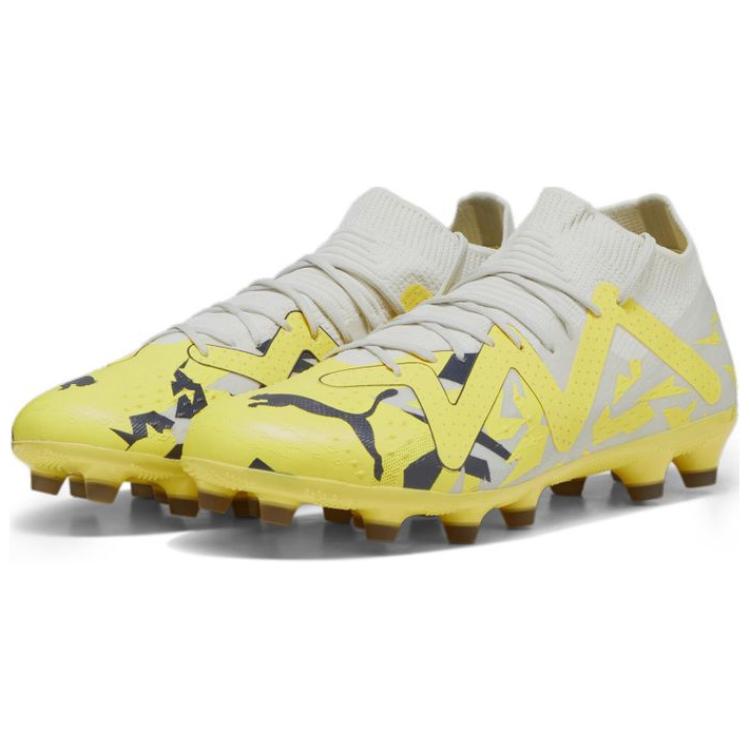 Puma Future Match Artificial Turf Ag Hg Shock Absorbing Durable Soccer Shoes Men Soccer Shoes White Yellow 107372-04