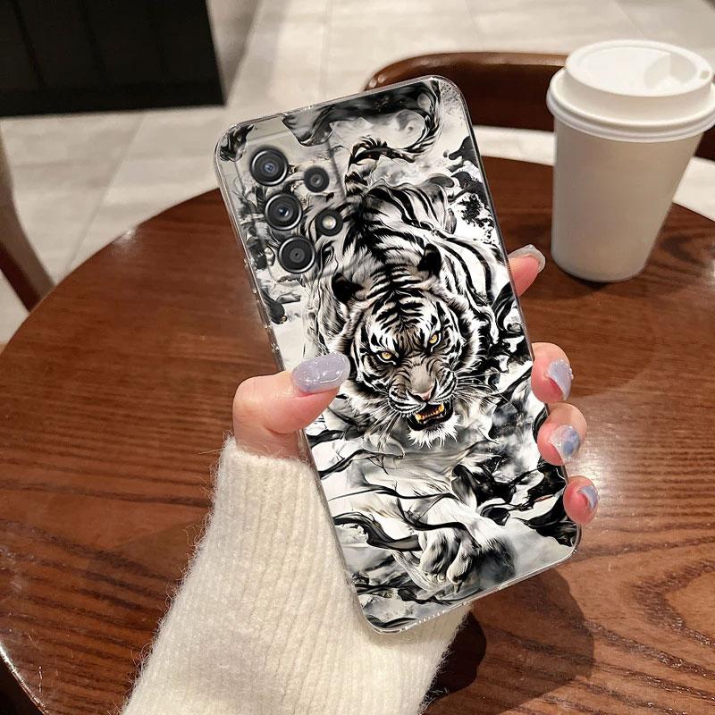Tiger Animal Clear Soft Phone Case For Samsung Galaxy A56 A57 A37 A55 A54 A36 A35 A26 A25 A16 A17 A07 A52 A34 A73 A53 A21s Cover
