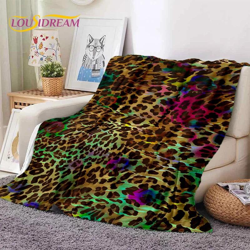 Manta de Franela Suave con Estampado de Rayas de Cebra Coloridas, Leopardo y Tigre, Manta de Tiro Cómoda para Picnic, Camas, Hogar