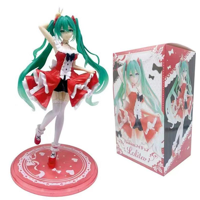 The Hatsune Miku Lolita Figure Fashion Anime Miku Collection Action Figurine Kawaii Cute Model Desktop Ornaments Toy