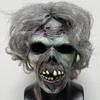 Maschera Zombie Uomo Morto Grigia per Capelli in Gomma con Morso di Sangue Cicatrice di Halloween Denti Cattivi Dettagliati Accessorio Costume di Halloween