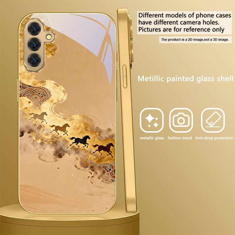 

The galloping golden steed For Samsung A16 A15 A14 A13 A12 A26 A25 A23 A22 A21s A36 A35 A34 A33 A32 A31 A52 glass phone case Galaxy A73 5G