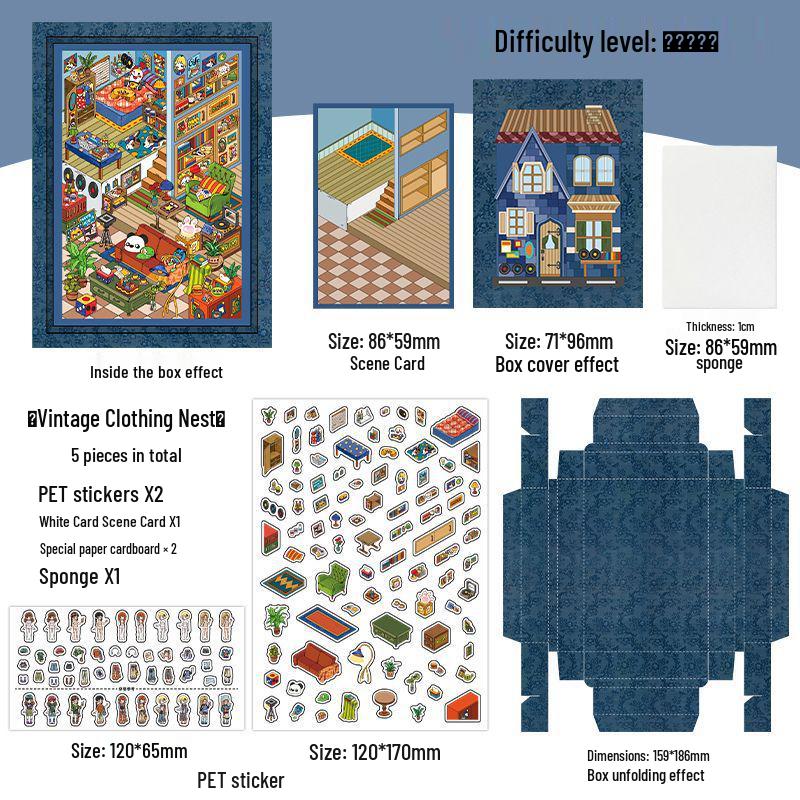 Infeel.Me My Little House 3D Scenery Stickers - Miniature Two-Layer Quiet Book Series