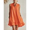 Summer New Style Loose-fitting Fashionable Casual Ruffled Buttoned Dress for Women