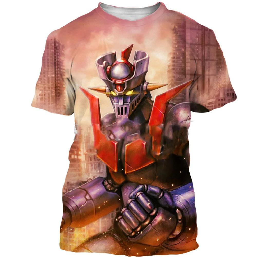 3D Mazinger Z Printed T-shirt Transformers Pattern Men's Short Sleeve Top Fashionable Comfortable Cool Street Wear