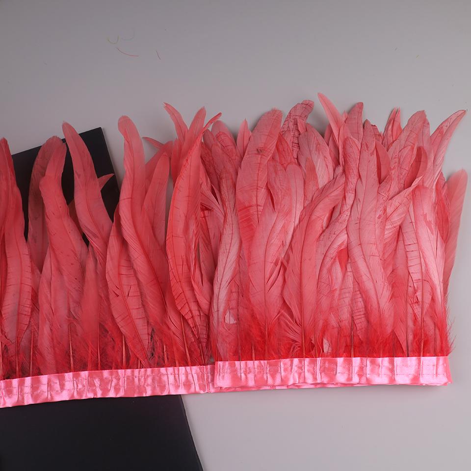 10Meters Rooster Tail Feathers Trim 25-30Cm Coque Feathers Trimming For Handiwork Crafts Carnival Dress Skirt Costumes Plumes