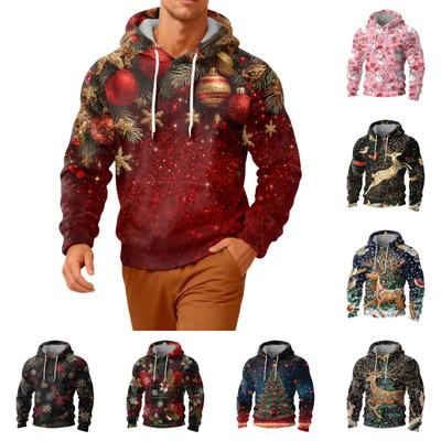 Men's Long-Sleeve Casual Flannel Hooded Sweatshirt