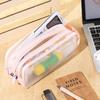 Large Mesh Pencil Case Double Layer Transparent Pencil Pouch, Handheld Multifunctional Cosmetic Bag, Suitable for School Office