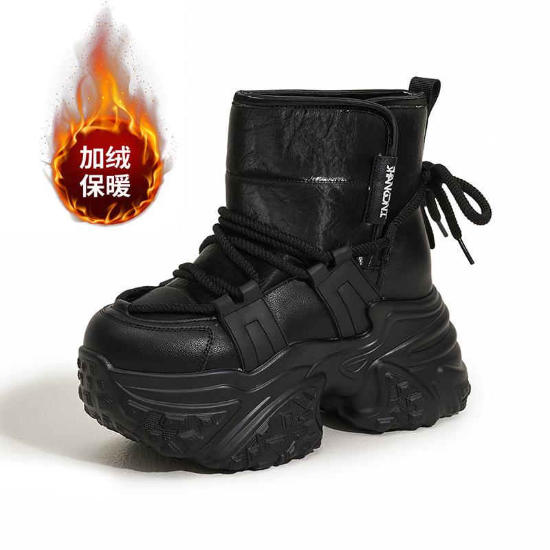 Snow boots women's winter velvet thickened waterproof 2025 new cotton boots fashionable versatile thick-soled warm inner height-increasing short boots