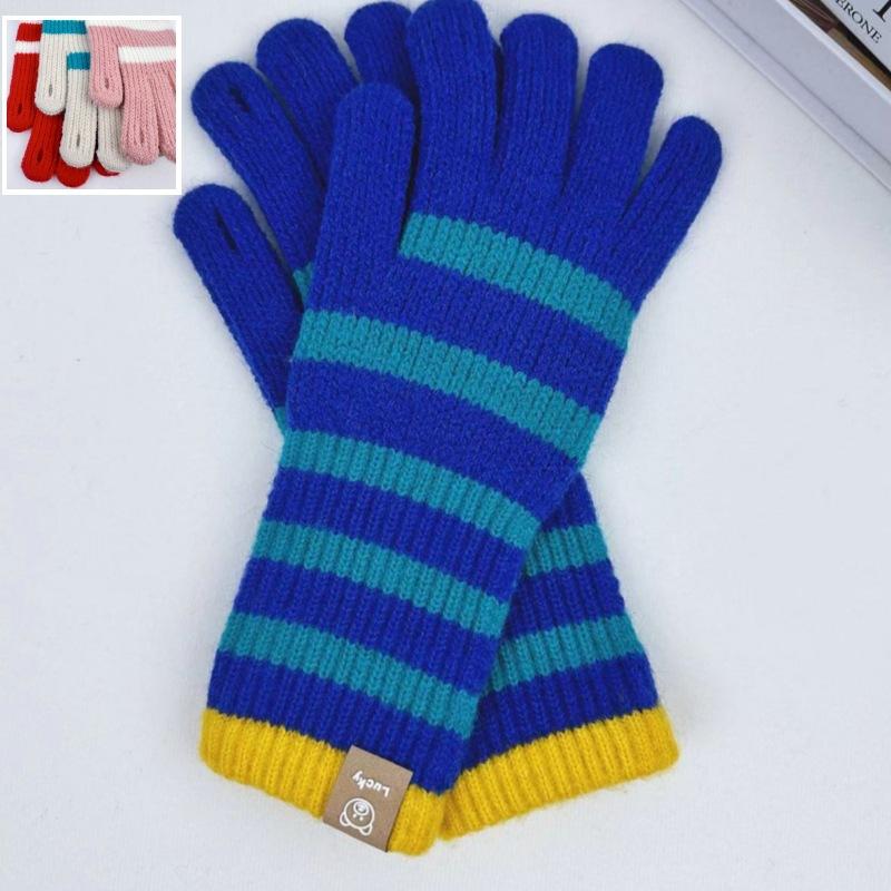 Gants Tricotés pour Femmes Hiver Femmes Pile Long Rayé Écran Tactile Extérieur Gants de Cyclisme