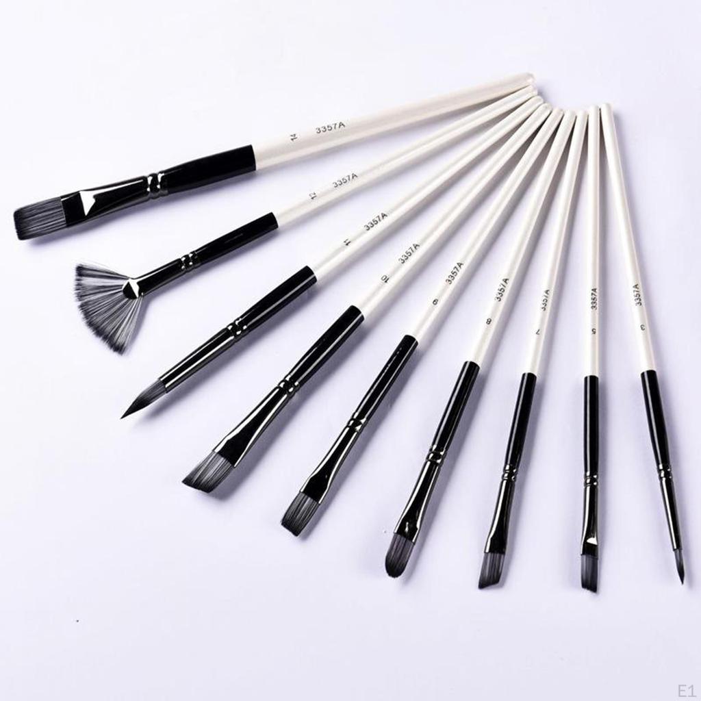 10-Piece Assorted Artist Paint Brush Set for Various Painting Surfaces Oil, Acrylic, and